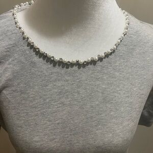 J. Crew Silver and White Pearl Necklace top